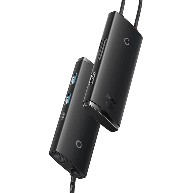 USB-хаб Baseus Lite Series 6-in-1 USB-C to 2xUSB-A/USB-C/HDMI/SD/TF Black (WKQX050001) - изображение 3