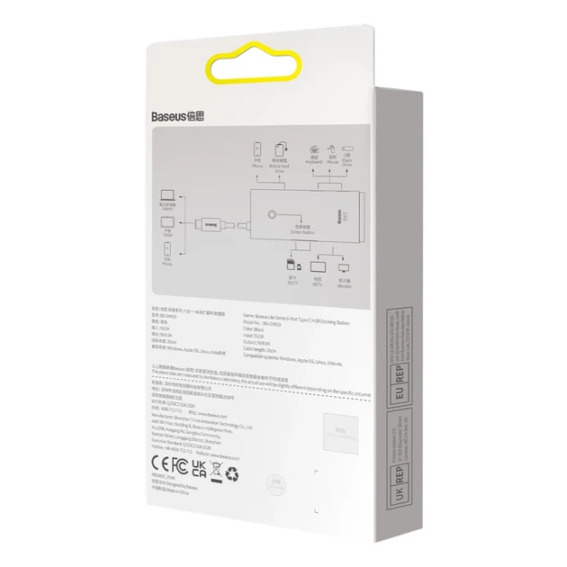 USB-хаб Baseus Lite Series 6-in-1 USB-C to 2xUSB-A/USB-C/HDMI/SD/TF Black (WKQX050001) - изображение 6
