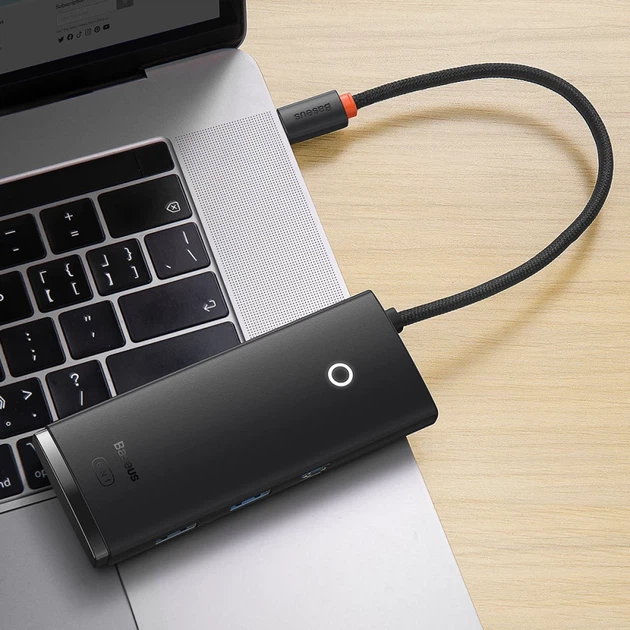 USB-хаб Baseus Lite Series 6-in-1 USB-C to 2xUSB-A/USB-C/HDMI/SD/TF Black (WKQX050001) - изображение 9