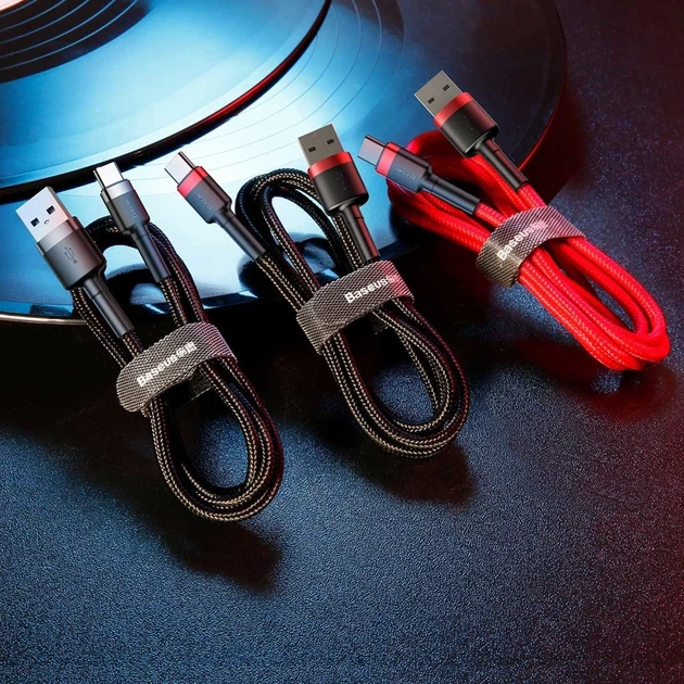 Кабель Baseus Cafule USB-A to USB-C 0.5m Red (CATKLF-A09) - Фото 6 Кабель Baseus Cafule USB-A to USB-C 0.5m Red (CATKLF-A09) - изображение 6