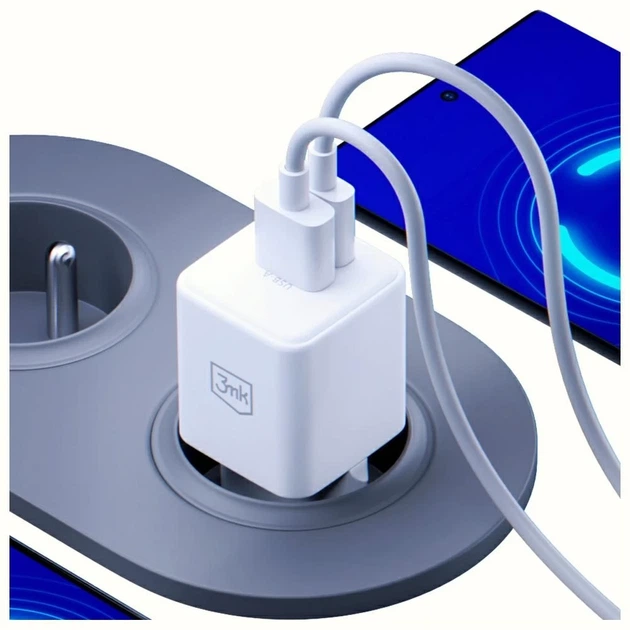 Мережевий зарядний пристрій 3mk Hyper QC/PD 20W USB-C | USB-A White (5903108640084) - зображення 9