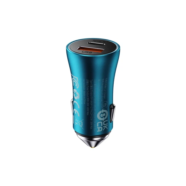 Автомобильное зарядное устройство Baseus Golden Contactor Max Dual Fast Charger Car Charger USB + USB Type-C Blue (CGJM000103) - изображение 2