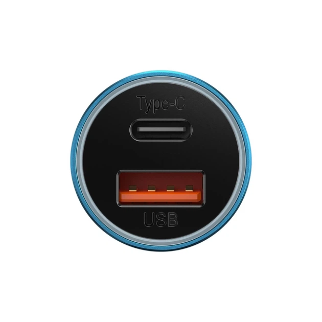 Автомобильное зарядное устройство Baseus Golden Contactor Max Dual Fast Charger Car Charger USB + USB Type-C Blue (CGJM000103) - изображение 3