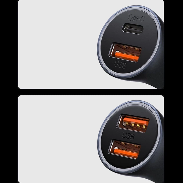 Автомобильное зарядное устройство Baseus Golden Contactor Max Dual Fast Charger Car Charger USB + USB Type-C Blue (CGJM000103) - изображение 11