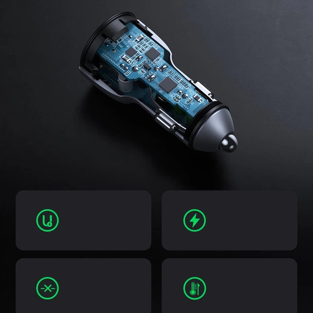 Автомобильное зарядное устройство Ugreen Quick Charge 2x USB-A 36W Gray (UGR988GRY) - Фото 4 Автомобильное зарядное устройство Ugreen Quick Charge 2x USB-A 36W Gray (UGR988GRY) - изображение 4