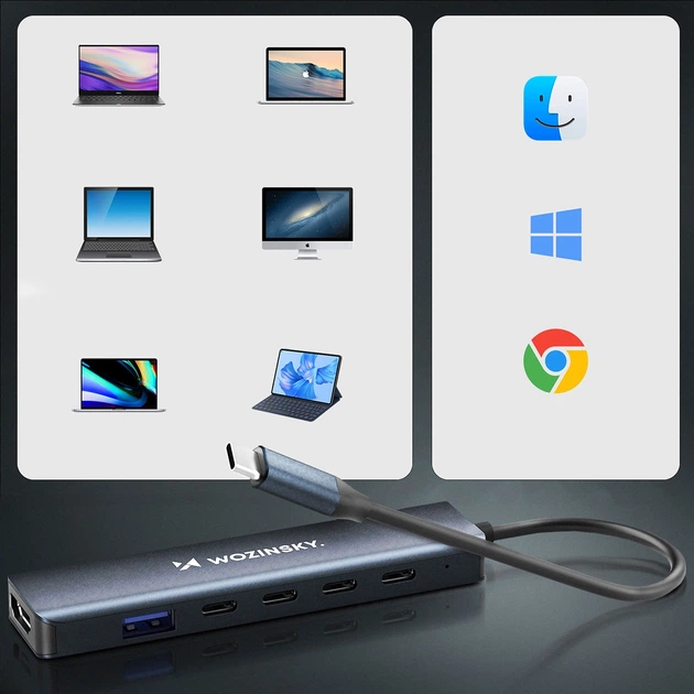 USB-хаб Wozinsky WHBC10Y4S USB-C 6 в 1 (5907769366437) - зображення 6