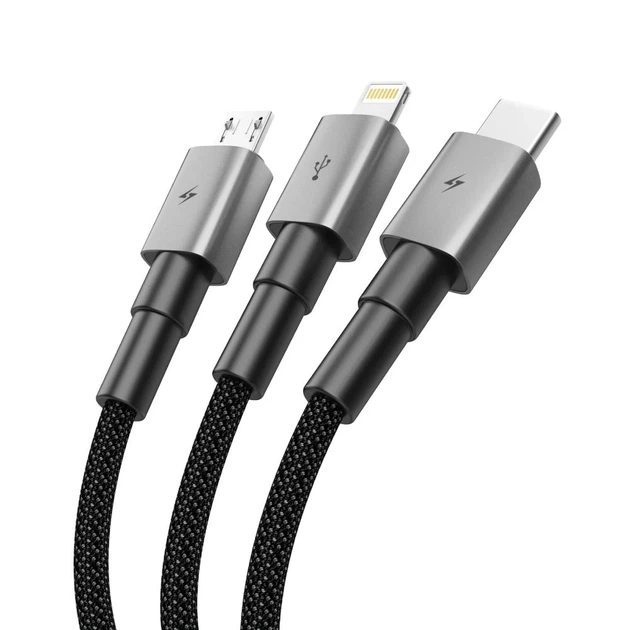 Кабель Tech-Protect UltraBoost 3-in-1 USB-A to Lightning | UCB-C | Micro-USB 15W 1.2 m Iron Grey (5906302330294) - изображение 2