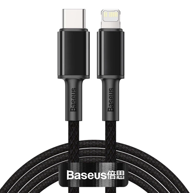 Кабель Baseus High Density Braided USB-C to Lightning 2m Black (CATLGD-A01) - Фото 1 Кабель Baseus High Density Braided USB-C to Lightning 2m Black (CATLGD-A01) - изображение 1