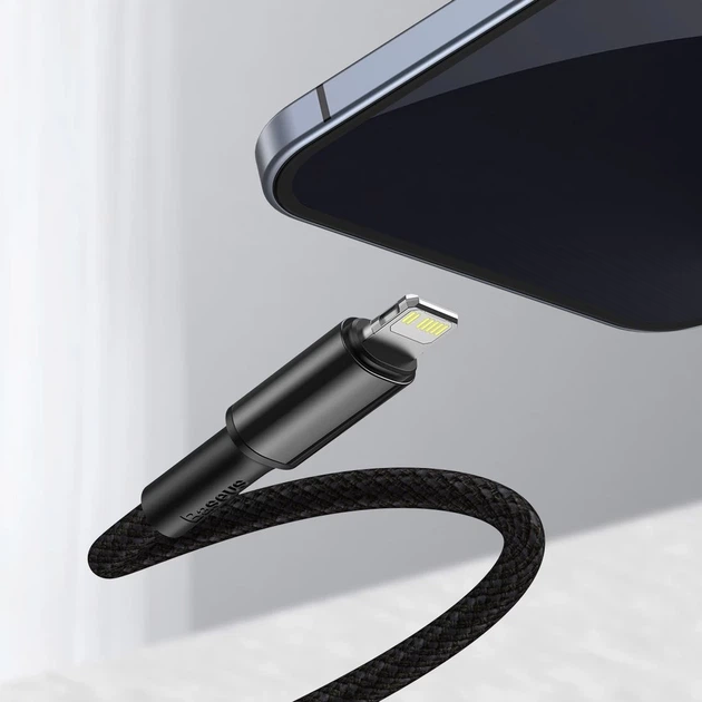 Кабель Baseus High Density Braided USB-C to Lightning 1m Black (CATLGD-01) - Фото 11 Кабель Baseus High Density Braided USB-C to Lightning 1m Black (CATLGD-01) - изображение 11