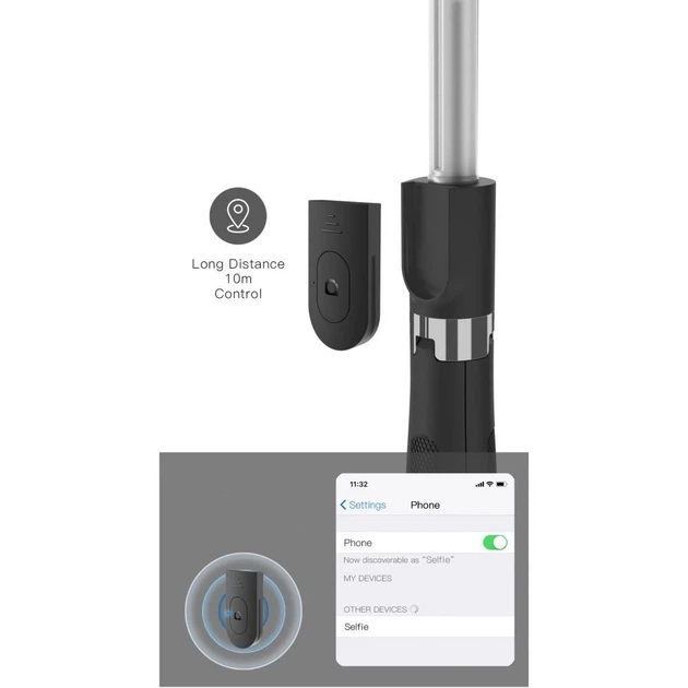 Универсальный штатив Tech-Protect L01S Wireless Selfie Stick Tripod Black (795787711484) - Фото 8 Универсальный штатив Tech-Protect L01S Wireless Selfie Stick Tripod Black (795787711484) - изображение 8