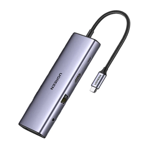 USB-хаб Ugreen CM498 10-in-1 USB-C to 3xUSB-A/USB-C/HDMI/VGA/RJ45/AUX 3.5mm/SD/TF Silver (15601) - Фото 3 USB-хаб Ugreen CM498 10-in-1 USB-C to 3xUSB-A/USB-C/HDMI/VGA/RJ45/AUX 3.5mm/SD/TF Silver (15601) - зображення 3