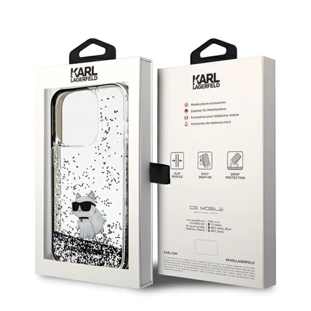 Чохол Karl Lagerfeld Liquid Glitter Choupette для iPhone 14 Pro Transparent (KLHCP14LLKCNSK) - зображення 8