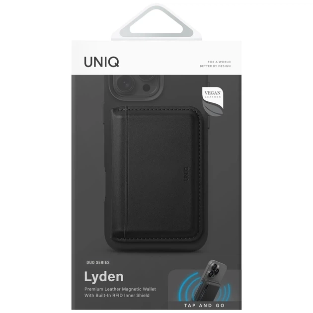Магнітний гаманець UNIQ Lyden DS Black Flint (UNIQ-LYDENDSMW-DBLKFGRY) - зображення 4