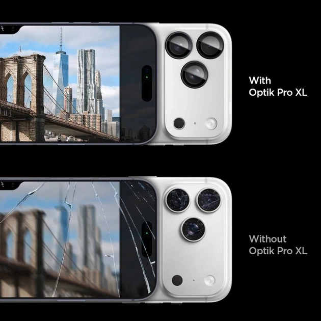 Защитное стекло Spigen для камеры iPhone 17 Pro Max Optik Pro XL Glas.TR EZ Fit Camera Protector Silver (AGL10652) - Фото 6 Защитное стекло Spigen для камеры iPhone 17 Pro Max Optik Pro XL Glas.TR EZ Fit Camera Protector Silver (AGL10652) - изображение 6