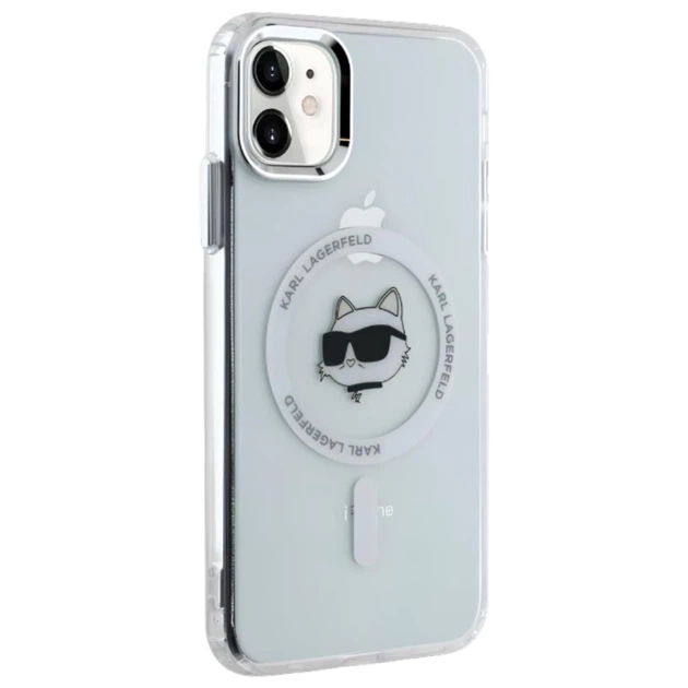 Чохол Karl Lagerfeld IML Metal Choupette Head для iPhone 11 | XR Transparent/White with MagSafe (KLHMN61HLSCHH) - зображення 4