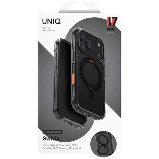 Чохол UNIQ Swivix для iPhone 17 Pro Carbon Black (UNIQ-IP6.3P(2025)-SWVCBLK) - зображення 6