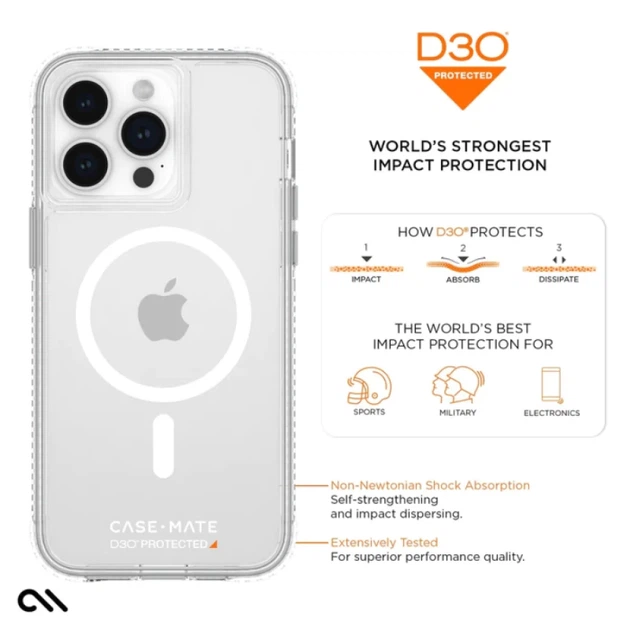 Чохол Case-Mate Ultra Tough D3O Clear для iPhone 15 Pro Max Clear with MagSafe (CM051674) - зображення 10