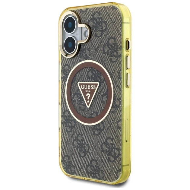 Чохол Guess IML Metal Glitter 4G Circle Triangle для iPhone 16 Brown with MagSafe (GUHMP16SHG4PRTGW) - зображення 2