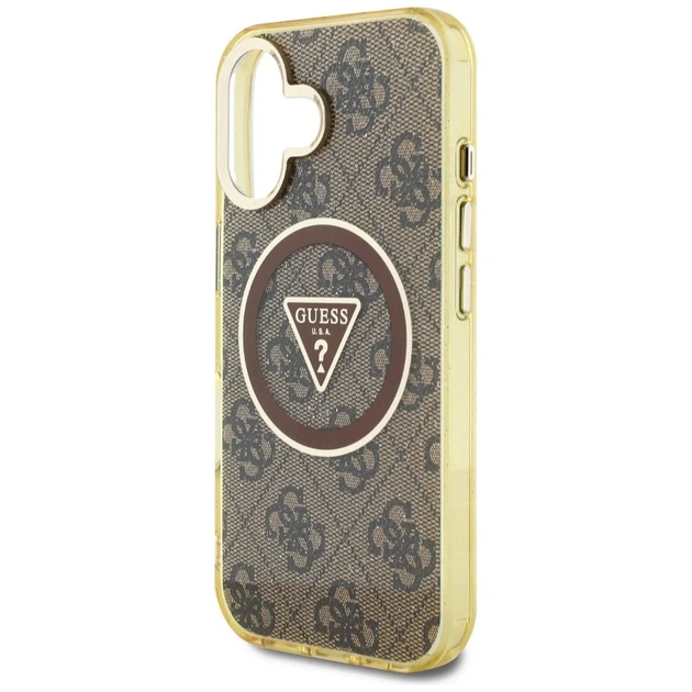 Чохол Guess IML Metal Glitter 4G Circle Triangle для iPhone 16 Brown with MagSafe (GUHMP16SHG4PRTGW) - зображення 6