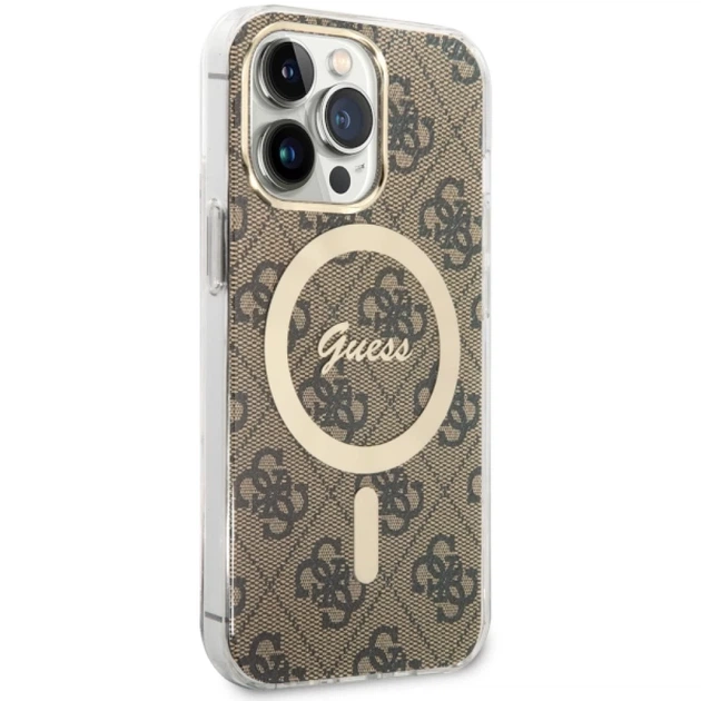 Чохол Guess 4G для iPhone 13 Pro Brown with MagSafe (GUHMP13LH4STW) - зображення 3