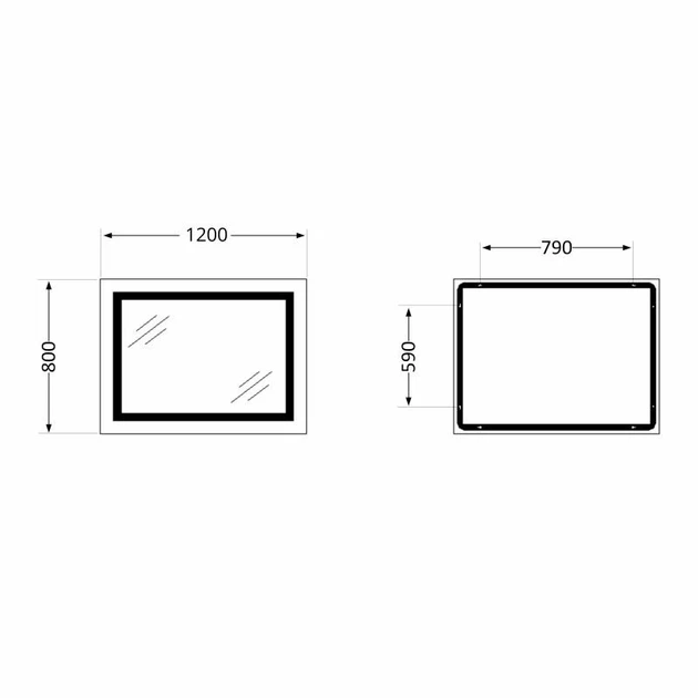 Дзеркало Lidz Kubis (KU1) 1200х800 з LED-підсвічуванням Touch, з антизапотіванням, з димером, рег. яскравості LDKUB120080049008 - изображение 2
