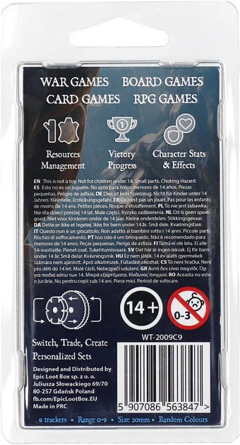 Трекери для ігор магнітні Epic Loot Box Tracker 20 мм від 0 до 9 (WT-2009C9) (5907086563847) - зображення 4