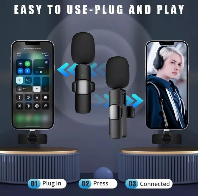 Беспроводной петличный микрофон для iPhone Lavalier Mini Wireless Mic для записи видео и звука - изображение 5