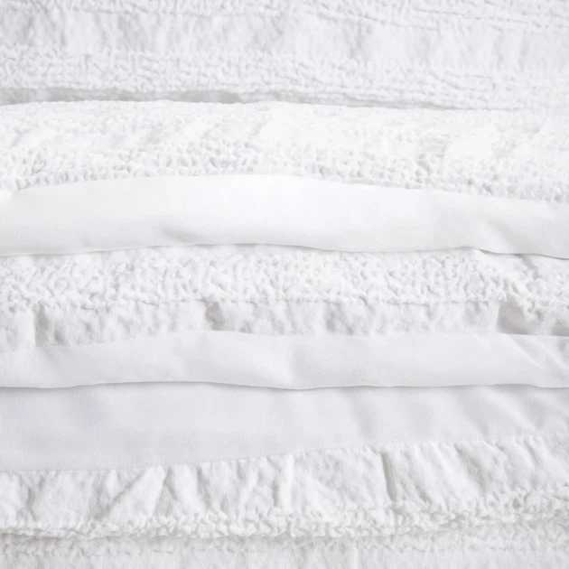 Komplet pościeli Homla Reya Poszewka na kołdrę 220 x 200 cm + 2 poszewki na poduszki 50 x 60 cm z mikrofibry z dekoracyjną teksturą biały (5906496767418) - obraz 7