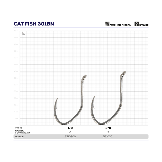 Крючок ZEOX Cat Fish 301BN №2/0(7шт) - изображение 2