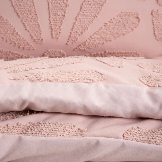 Komplet pościeli Homla Silva Poszewka na pościel 160 x 200 cm + 2 poszewki na poduszki 70x80 cm z mikrofibry z przeszyciami w kwiatki różowa (5906496767845) - obraz 4