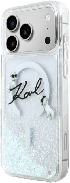 Etui Karl Lagerfeld Liquid Glitter Karl Script Logo MagSafe do Apple iPhone 17 Pro Transparent (3666339608293) - obraz 2