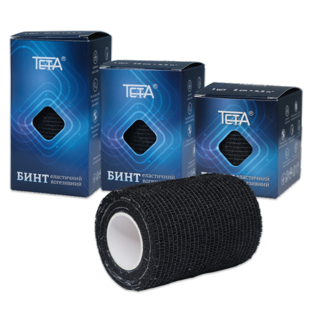 Бинт когезивный Teta® эластичный, чёрний 5cm * 4,5m - изображение 2
