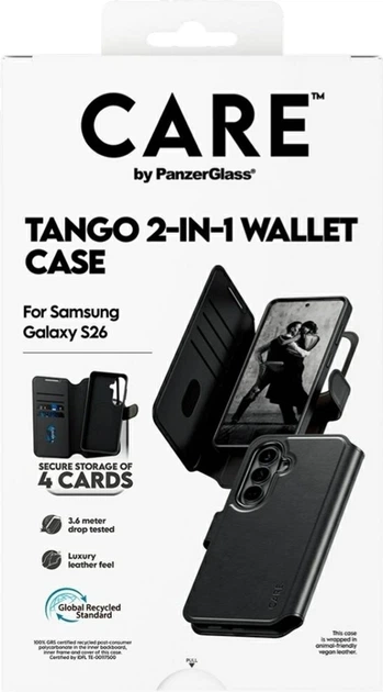 Etui z klapką CARE by PanzerGlass Tango 2w1 Wallet do Samsung Galaxy S26 Black (CR85966) - obraz 7