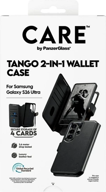 Etui z klapką CARE by PanzerGlass Tango 2w1 Wallet do Samsung Galaxy S26 Ultra Black (CR39425) - obraz 6