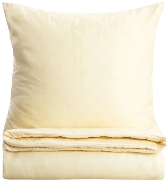 Komplet pościeli Homla Avelia Poszewka na kołdrę 220 x 200 cm + 2 poszewki na poduszki 70 x 80 cm z satyny z domieszką wiskozy żółty (5906496768668) - obraz 1