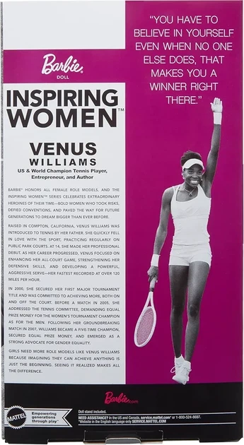 Кукла Barbie Inspiring Women Series, Venus Williams Fashion Doll Вдохновляющие женщины Винус Уильямс HRM49 - изображение 3