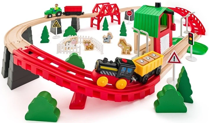 Ігровий набір залізниця WoodyLand Ферма 60 елементів 93077 30777 (8591864930777) - зображення 2