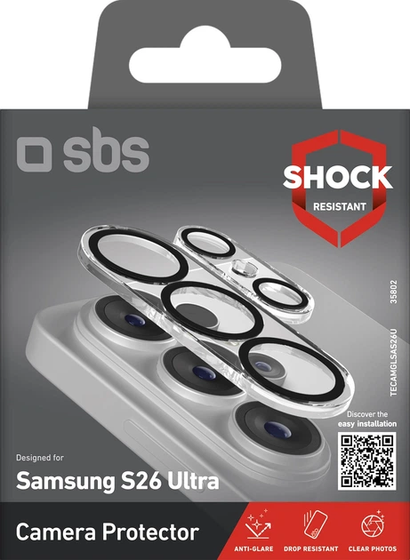 Захисне скло SBS Camera Lens Protector для Samsung Galaxy S26 Ultra (TECAMGLSAS26U) - зображення 2