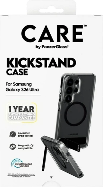 Etui CARE by PanzerGlass Black Kickstand & QI do Samsung Galaxy S26 Ultra Transparent (CR12202) - obraz 7