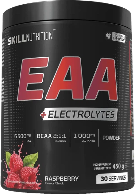 Комплекс амінокислот з електролітами Skill Nutrition EAA + Electrolytes proszek 450 г Малина (5904139926826) - Фото 1 Комплекс амінокислот з електролітами Skill Nutrition EAA + Electrolytes proszek 450 г Малина (5904139926826) - зображення 1