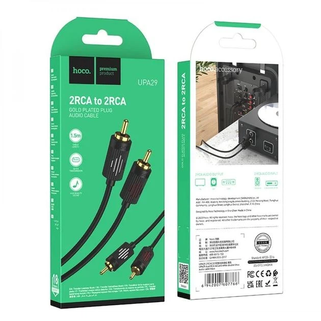 Кабель Hoco UPA29 dual RCA to dual RCA 1.5m - зображення 3