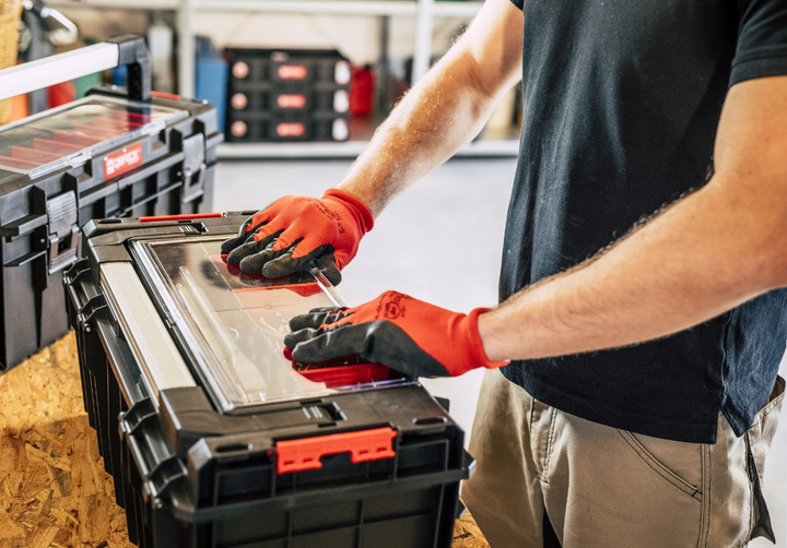 Ящик для зберігання інструментів 14 л Qbrick System PRO 500 Expert 45х26х24 см, модульний, пластиковий, червоно-чорний - Фото 2 Ящик для зберігання інструментів 14 л Qbrick System PRO 500 Expert 45х26х24 см, модульний, пластиковий, червоно-чорний - зображення 2