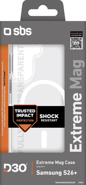 Чохол SBS Extreme D30 Case with MagSafe для Samsung Galaxy S26 Plus Transparent (TED3OMAGCOVSAS26P) - зображення 2
