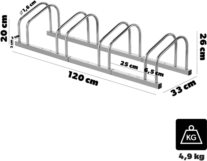 Стійка велосипедий Kadax Lemerie 4 місця срібна (5906638309742) - зображення 6