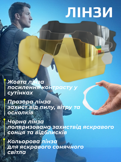 Спортивные очки велоочки для велосипеда фотохромные UV400 панорамные антибликовые с 3 фотохромными линзами прозрачной желтой затемненной для спорта бега велоспорта туризма защита от солнца ветра пыли легкие поликарбонатные с ремешком жестким кейсом черные - Фото 5 Спортивные очки велоочки для велосипеда фотохромные UV400 панорамные антибликовые с 3 фотохромными линзами прозрачной желтой затемненной для спорта бега велоспорта туризма защита от солнца ветра пыли легкие поликарбонатные с ремешком жестким кейсом черные - изображение 5