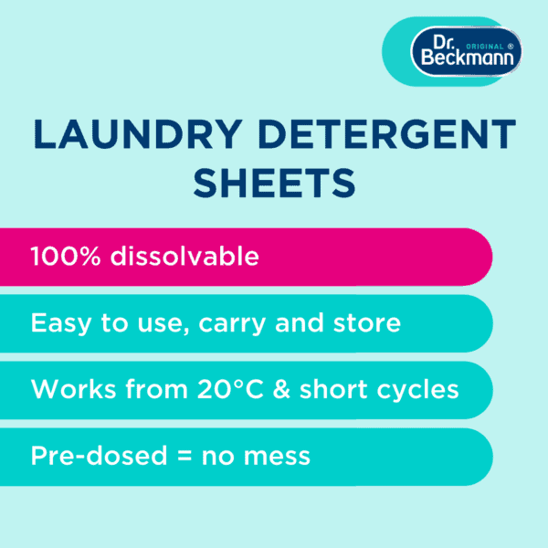 Еко-порошок у серветках для прання Dr. Beckmann MAGIC LEAVES Waschmittel-Blatter Universal Laundry detergent sheets, 25 шт - изображение 8