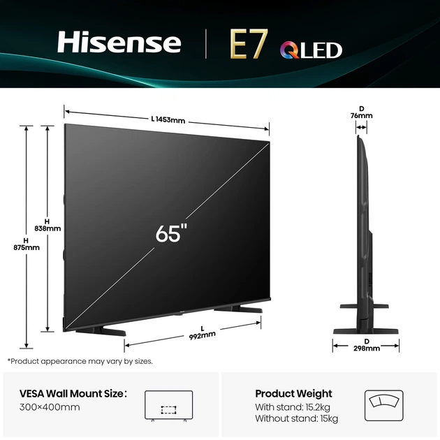 Телевізор HISENSE 65E7Q - изображение 3