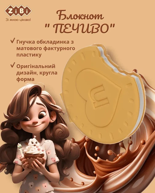 Блокнот ZiBi Cookie 90х90 мм 80 аркушів нелінований ароматизована обкладинка ZB.12470-22 - изображение 2