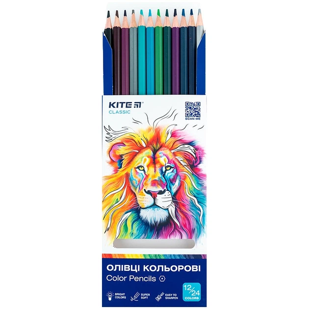 Олівці кольорові двосторонні Kite Classic K-054, 12 кольорів - изображение 4