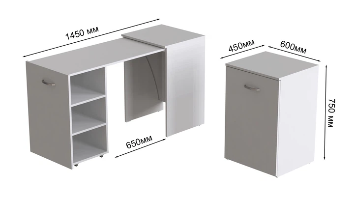 Стіл-тумба трансформер Смарт 1/2 Ferrum-decor 750x1450x600 ДСП Біле 16 мм (FRD-105074) - Фото 6 Стіл-тумба трансформер Смарт 1/2 Ferrum-decor 750x1450x600 ДСП Біле 16 мм (FRD-105074) - зображення 6